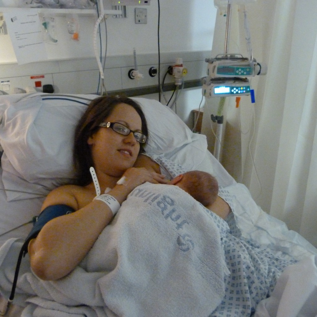 mum and newborn baby in hospital after c-section