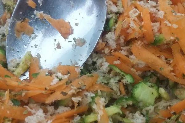 Courgette, carrot breadcrumbs