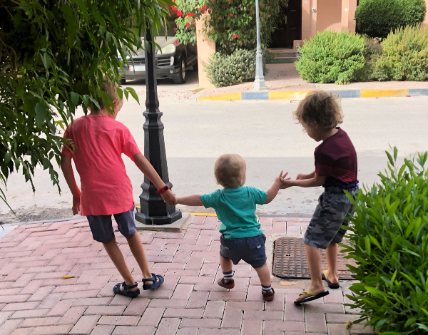 Three boys off on an adventure